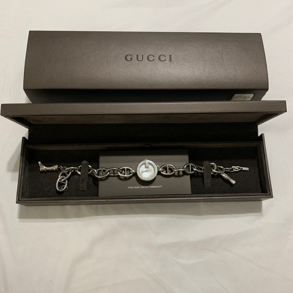Gucci Stainless Steel Charm Bracelet Watch